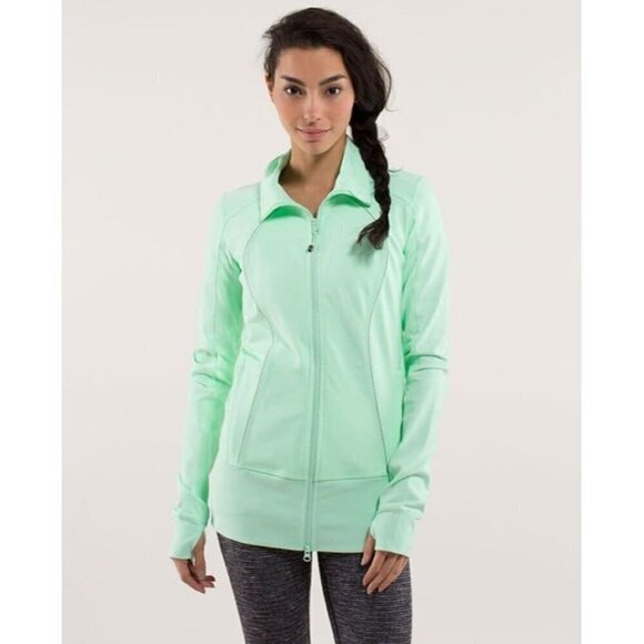 Lululemon Asana Jacket Fresh Teal / Mini Hyper Stripe Fresh Teal - Picture 1 of 12